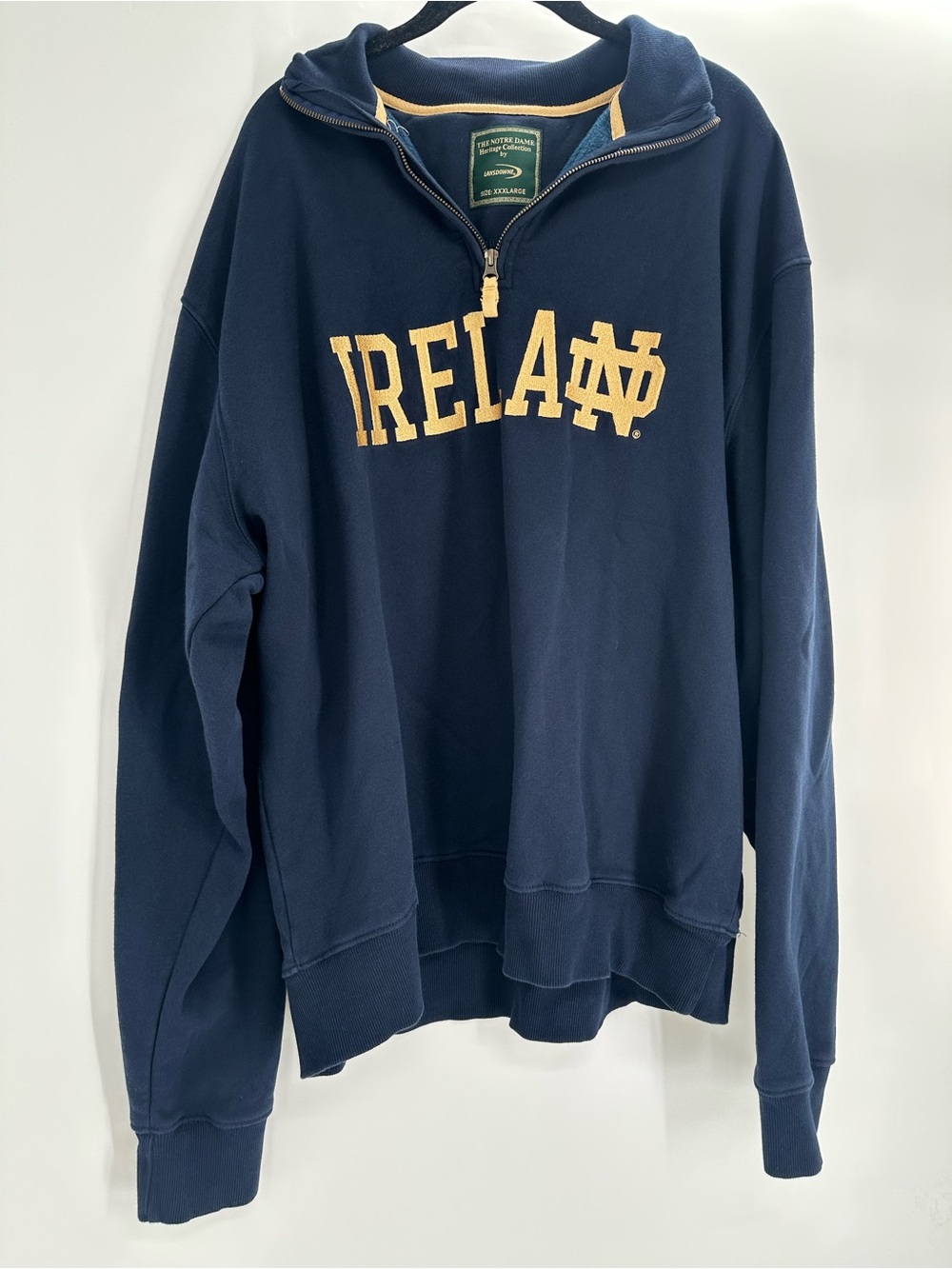 Notre Dame Heritage Collection Lansdowne Ireland 1/4 Zip Sweatshirt XXXL 3XL